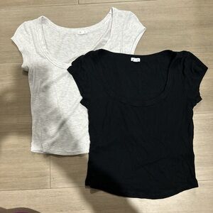 Black and Gray Scoop Neck T-Shirts